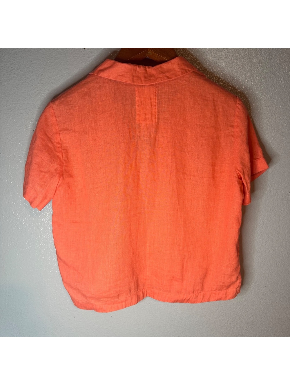 Calypso St. Barth Orange 100% Linen Tie Front Shirt Women’s Size Small - Picture 6 of 8